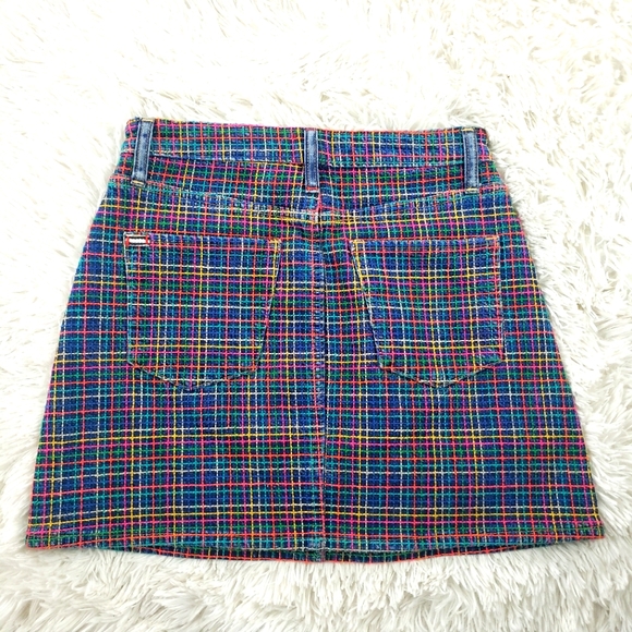 Alice+Olivia rainbow plaid embroidered short mini skirt sz 24/XXS - Picture 3 of 8